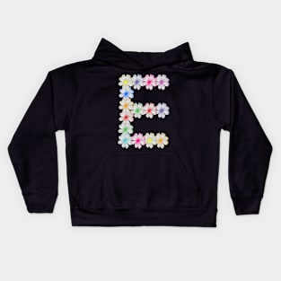 Letter E, flower, cosmos flowers, floral, nature Kids Hoodie